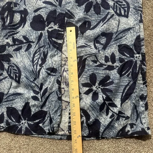 VTG Expressions Maxi Dress Size 8 Blue Floral Linen Rayon Sleeveless Coastal - Picture 10 of 11